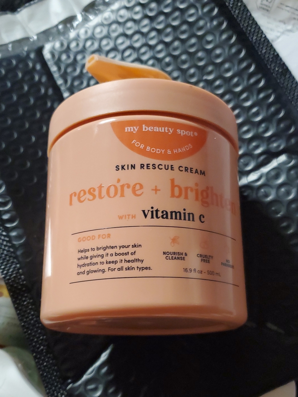 my beauty spot Restore + Brighten Vitamin C Skin Rescue Cream - Peach